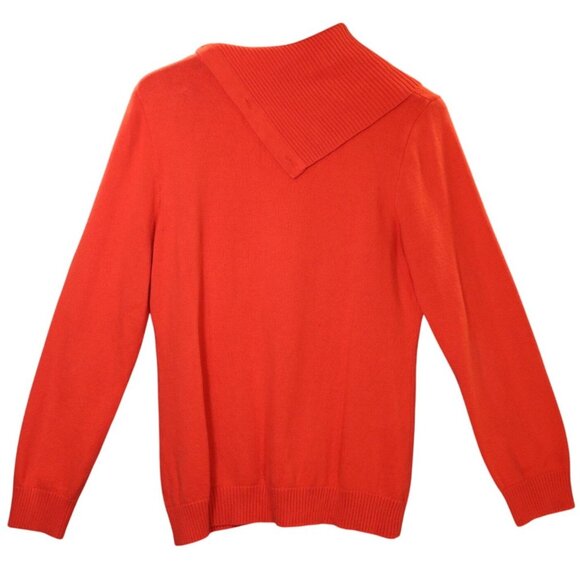 Banana Republic Womens Orange Button-Cowl Neck Sweater Long-Sleeve Size L 100% C - Picture 2 of 7